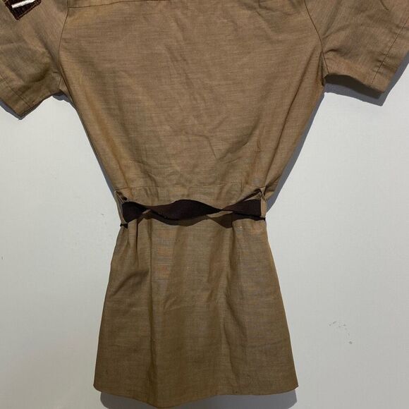 Girl Scouts of America Kid's Brown Belted Official Uniform Shirt Dress Size 7 - Picture 7 of 8